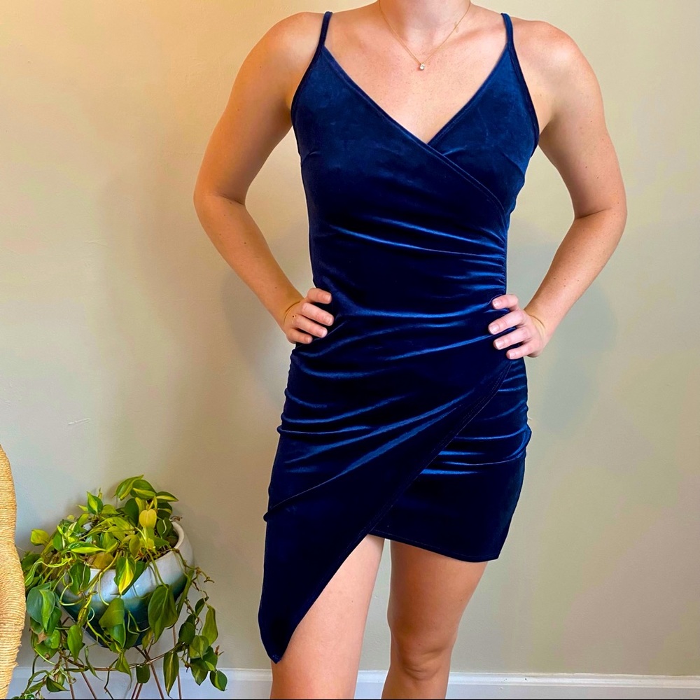 Blue Velvet Mini Dress